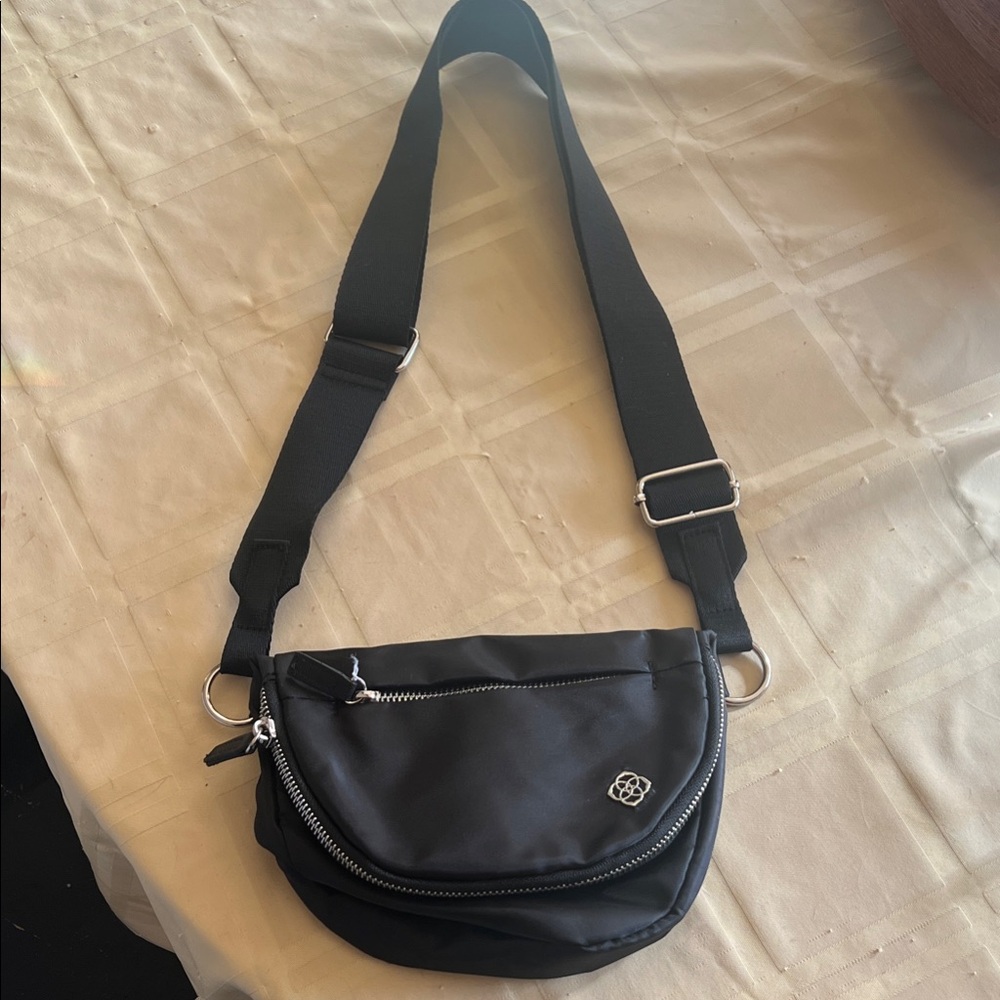 Kendra Scott Black Belt Bag with Silver Details